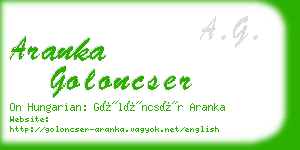 aranka goloncser business card